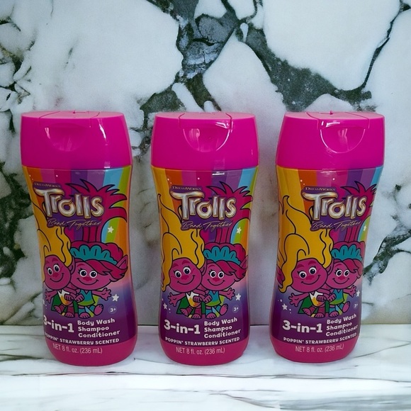 New TROLLS DreamWorks 3-in-1 Body Wash Shampoo Conditioner Strawberry 8 OZ - Picture 1 of 4